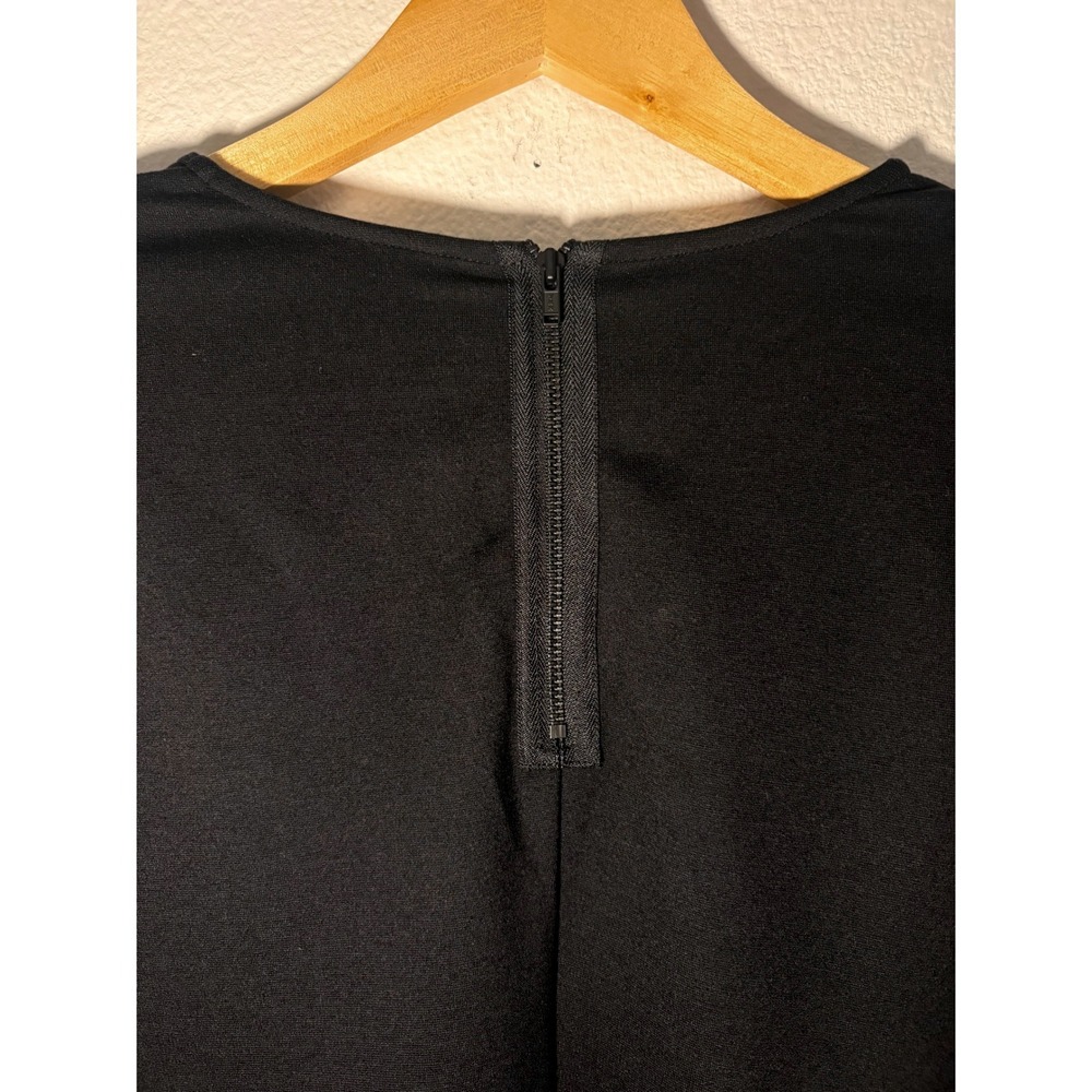 Cabi Bell Sleeve Top Black V-Neck Blouse Size M 3500 Ponte Knit Back Zip - Picture 3 of 8